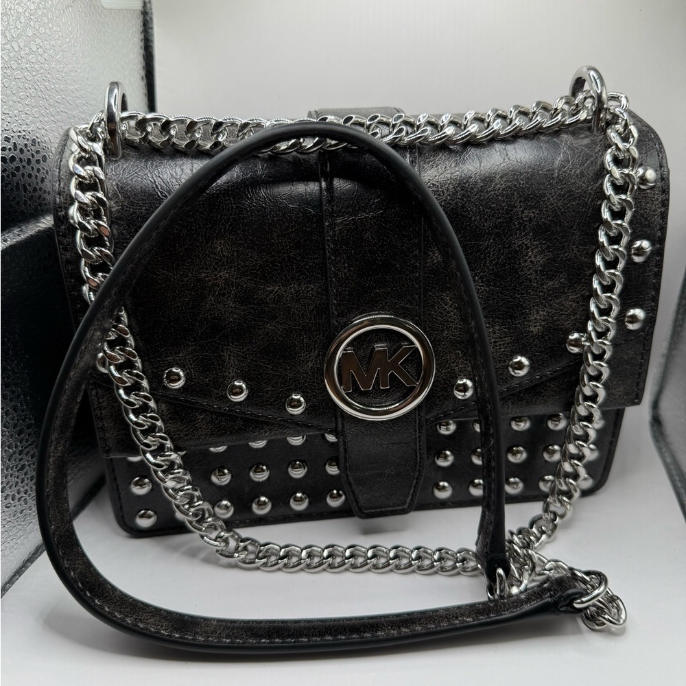 Greenwich Small Studded Distressed Black - 8"W X 6"H X 3"D Crossbody Bag NWT - Picture 2 of 15